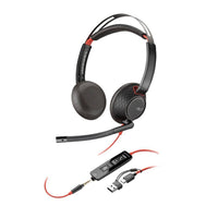 HP Poly Blackwire 5220 Stereo USB Headset with USB-C and USB-A Adapter - Black-Enhanced connectivity for your devices: USB-C cord with tethered USB-A adapter for PC and 3.5 mm for mobile or tablet connectivity.