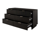 Manhattan Comfort Granville 55.04" Modern Double Wide Dresser - Black-Featuring 25mm of Board Thickness Made of High Quality Solid Wood and Solid Wood Ribbed Drawer Front.