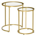 HOMCOMNesting Coffee Tables with Metal Base - Gold - Set of 2-Modern design with metal base and clear tabletop is easily fit to any home style 