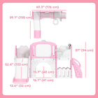 Qaba 7 in 1 Kids Slide with Climber, Basketball Hoop, Telescope, Drawing Board - Pink-Smooth, safe sliding with carefully designed zones for a gentle ride 