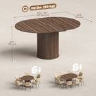 HOMCOM 43.5"-59" Convertible Round to Oval Farmhouse Extendable Table for 6-8 - Walnut Wood Grain-Reliable MDF with wide pedestal base provides stability and support 