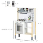 Qaba Kids Wooden Play Kitchen with Realistic Lights Sounds, Adjustable Height - White-Microwave, range hood, and cooktop knobs make realistic sounds and light effects, adding a sense of realism to the experience for kids 
