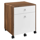 Modway Transmit 73.5" Wood Desk and File Cabinet Set - Walnut White-Assembly Required