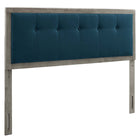 Modway Draper Tufted Fabric and Wood Queen Headboard - Grey Azure-Upholstered Queen Headboard