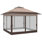 Outsunny 12 ft W x 12 ft L Pop-up Tent Gazebo Instant Canopy - Khaki-Air vents on the top ensure good ventilation and heat dissipation