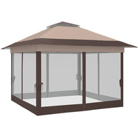 Outsunny 12 ft W x 12 ft L Pop-up Tent Gazebo Instant Canopy - Khaki-Air vents on the top ensure good ventilation and heat dissipation