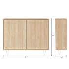 Nexera Slim 2-Door Storage Accent Cabinet - Floating And Wall Mount Bar - Golden Maple-8