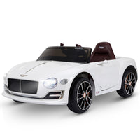 Aosom 12V Bentley GT Kids Electric Ride-On Car - White-Realistic look, horn, music, bright headlights, stream line design and 2 openable car door 