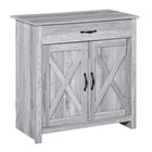 HOMCOM Farmhouse 31.5" L Sideboard Buffet Cabinet with Storage - Grey-The surface of this sideboard delivers a rustic style
