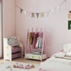 Qaba Kids Clothing Rack with Storage & Hangers - Pink-Colour: Green
