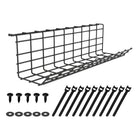 ShoppingAll Under Desk Cable Management Organizer Sturdy Metal Cable Tray - Black-SIMPLE INSTALLATION: The Cable Management Tray can be installed on any kind of solid wood, particle board, fibreboard(MDF). It can also be installed on the wall and use it as a cable management wall unit. Works great even with desks with very little overhang.