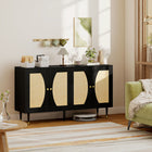 HOMCOM 55.1" L Sideboard Buffet Cabinet - Black-All-purpose storage cabinet also serves as an TV stand, holding TVs from 45 to 60 inches