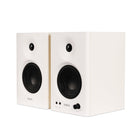 Edifier MR4 True Sound Monitoring with Multiple Connection Input - White-Switch between monitor mode for accurate audio monitoring during music production, and music mode for enjoying casual daily listening and relaxation, catering to different needs with a simple control knob