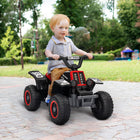 Qaba 6V 4 Wheeler Kids ATV Quad w/ Headlights - Black-Equipped with 2 LED headlights for extra fun 