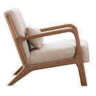 Ebello Hertford 26" Wide Mid Century Upholstered Solid Wood Accent Chair with an Extra Pillow - Beige-6