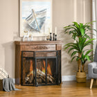 HOMCOM 3-Panel Folding Fireplace Screen with Door Fire Spark Guard - Black-Foldable design for convenient movement and storage 
