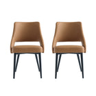 Manhattan Comfort Tremont 21.7" Modern Leatherette Upholstered Dining Chair - Saddle - Set of 2-Modern Dining Chair for Dining Room and Task Use. Set of 2