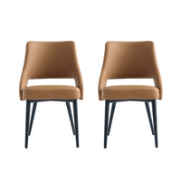 Manhattan Comfort Tremont 21.7" Modern Leatherette Upholstered Dining Chair - Saddle - Set of 2-Modern Dining Chair for Dining Room and Task Use. Set of 2