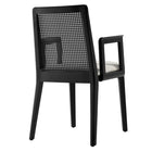 Modway Monarch Wood and Rattan Dining Armchair - Black/Heathered Weave Ivory-7