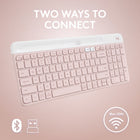 Logitech K585 Slim Multi-Device Wireless Keyboard - Rose-Personalized Productivity: Customize this compact keyboard to fit your needs, set up and assign shortcuts to the customizable FN keyboard keys with Logi Options+ Software