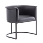 Manhattan Comfort Cosmopolitan 24" Mid-Century Modern Faux Leather Upholstered Dining Chair - Black-Modern Dining Chair Perfect for Dining and Accent Living Room Use