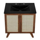 Modway Soma 30" Bathroom Vanity - Walnut/Black-Wood Grain Finish