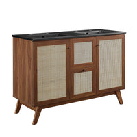 Modway Soma 48" Double Sink Bathroom Vanity - Walnut/Black-MDF and Particleboard