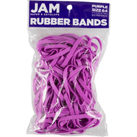 JAM Paper Durable Rubber Bands - Size 64 - Purple - 100 Pack-Colour: Purple | Colourful Elastic Rubberbands