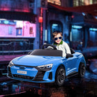 Aosom 12V Audi RS e-tron GT Kids Electric Ride-On Car with Remote Control - Blue-Separate horn and music buttons on the steering wheel for loud and clear audio 