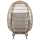 Manhattan Comfort Spezia 33.46" Modern Patio Freestanding Egg Chair - Tan/Grey-Frame Made of Steel Wrapped in PVC Rattan Perfect for Outdoor Weather