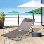 Outsunny Outdoor Lounge Chair - Folding Adjustable Reclining Chair - Brown-Triple-folding chaise lounge with 5 angles to adjust