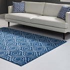 Modway Frame Transitional Moroccan Trellis Area Rug - 8 ft W x 10 ft L - Moroccan Blue amd Light Blue-Gripping Rubber Underside 