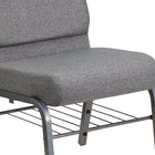 Flash Furniture HERCULES Series 21"W Church Chair with Book Rack & Silver Vein Frame - Grey Fabric-Waterfall Seat promotes healthy blood flow