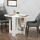 HOMCOM 41" Oval Drop Leaf Foldable Dining Table for 2-4 - White-Extends quickly and easily
