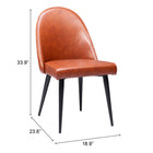 Zuo Silloth Armless Dining Chair - Brown - Set of 2-3 year limited warranty