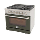 Kucht 36" KFX-X Series Pro Style Natural Gas Range - Stainless Steel/Olive Green-2 Years Limited Manufacturer Warranty