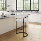 Manhattan Comfort Augusta 22.8" Modern Leatherette Upholstered Barstool - White-Upholstered in Beautiful Leatherette with High Density Foam Filled Padding