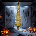 HOMCOM 6' Life Size Hanging Mummy with Sound Touch Activation - Yellow-Green-Animated body twists side to side to deliver spine-chilling scares for Halloween visitors 
