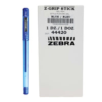 Zebra Z-Grip Gel Stick Pens - 0.7mm - Blue - 12 Pack-Smooth writing