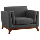Modway Chance Upholstered Fabric Armchair - Grey-Mid-Century Modern Armchair