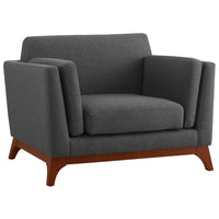 Modway Chance Upholstered Fabric Armchair - Grey-Mid-Century Modern Armchair
