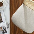 Modway Monarch Wood and Rattan Counter Stool - Antique White Natural Heathered Weave Ivory-Fabric Upholstered Seat