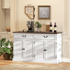 HOMCOM 55.1" L Sideboard Buffet Cabinet with Charging Station - White Wood Grain-Two shelves with 3 height options let you customize storage for kitchen appliances and essentials