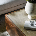Modway Truett Square Wood Rattan Coffee Table - Walnut-Tempered Glass Overlay