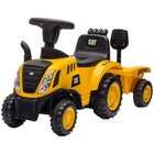 Qaba Caterpillar Licensed Kids Ride on Tractor with Shovel, Trailer - Yellow-Caterpillar licensed foot-to-floor car ensures authentic, quality design 
