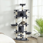 PawHut 79" Large Cat Tree Tower with Scratching Posts and Hammock - Dark Grey-Covered with soft plush, your cats will love this feline-friendly touching			 