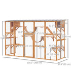 PawHut 74" H Large Outdoor Catio with Cat Condos, Platforms and Ladders - Orange-Spacious bottom area for roaming 