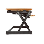 Rocelco 40" Deluxe Adjustable Height Sit Stand Desk Riser with Enhanced Vertical Range - Teak-Sturdy black metal frame