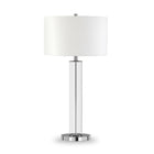 Hudson&Canal Harlow 29" Tall Table Lamp with Fabric Shade - Clear Glass/Polished Nickel/White-Modern and contemporary design for your living room, workspace, or bed side table