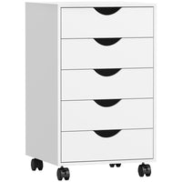 HOMCOM Filing Cabinet with 5 Wheels & Storage Organizer - White-Large storage capacity with 5 drawers
